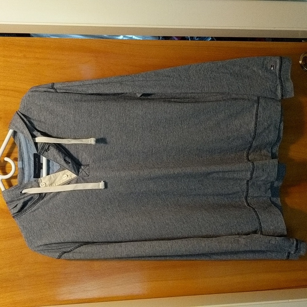 Tommy Hilfiger 2 Button Long Sleeve Hoodie Shirt/ Men's Sz M